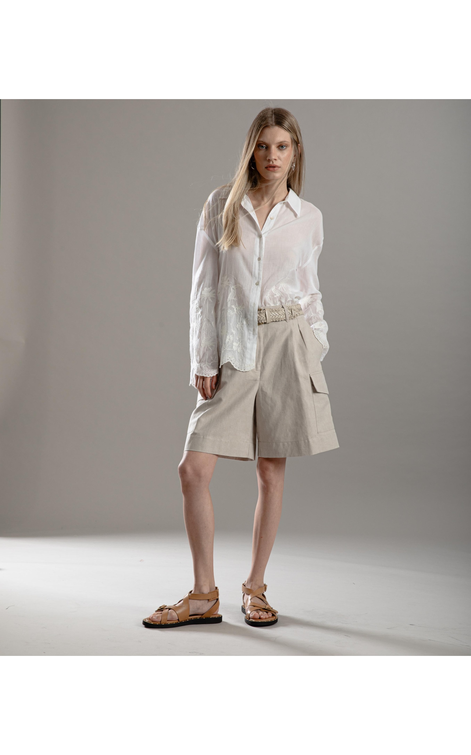 Short Linho  Dorian Natural