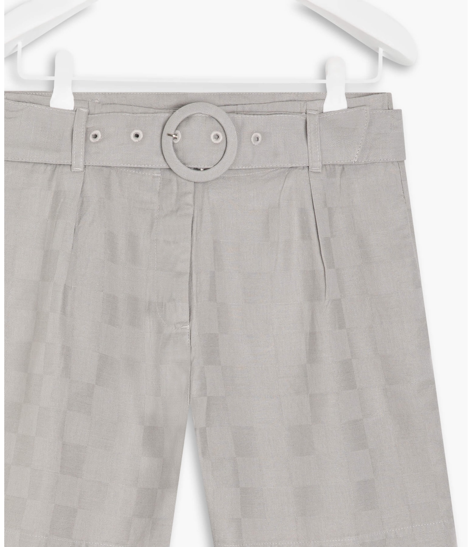 Short Linho  Duda Checks Cinza Claro