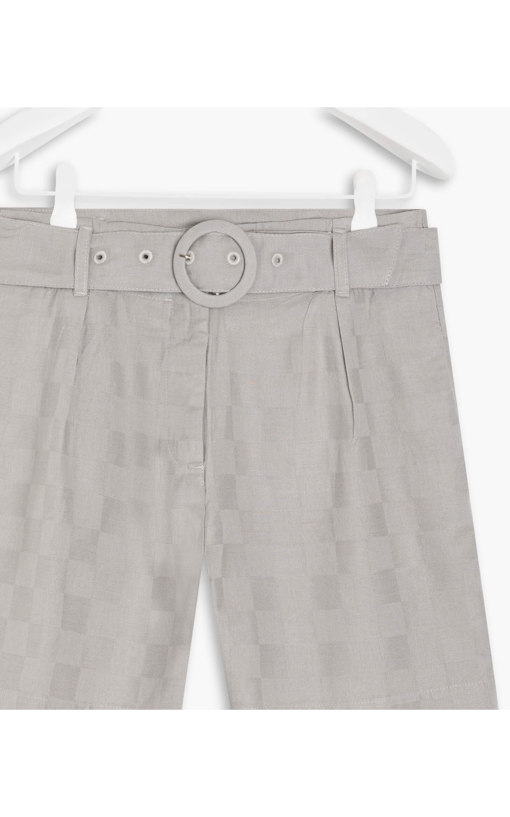 Short Linho  Duda Checks Cinza Claro