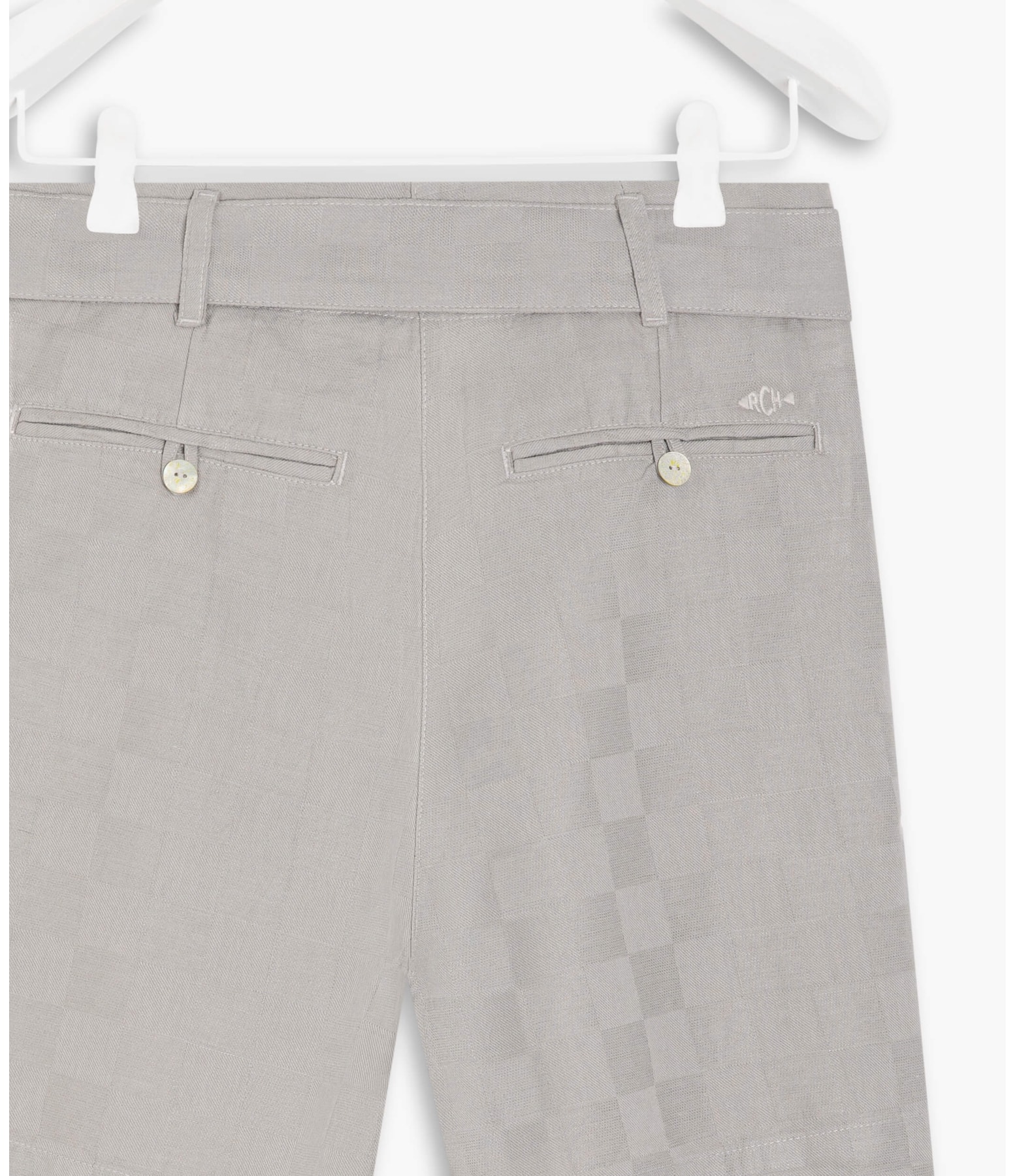 Short Linho  Duda Checks Cinza Claro