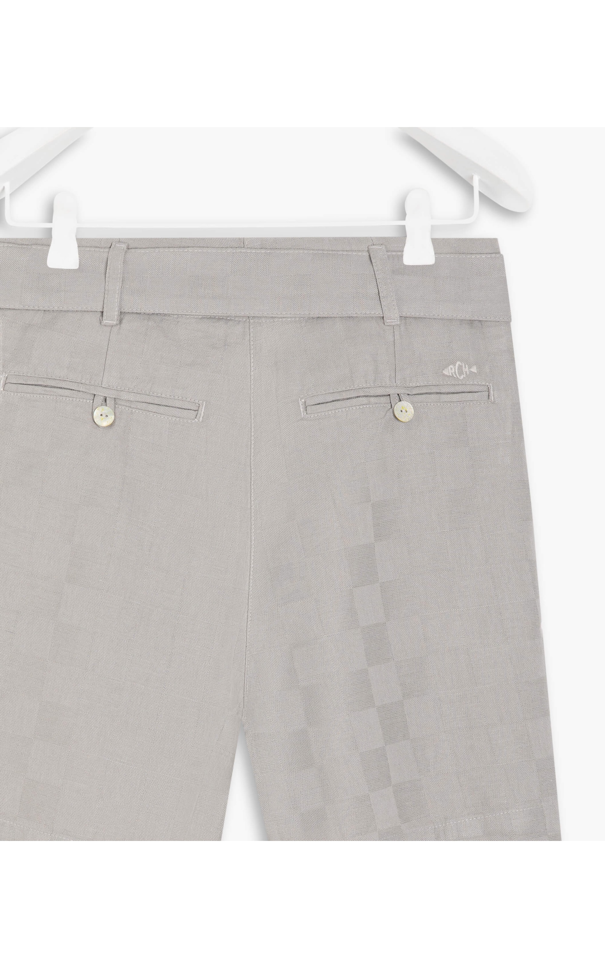 Short Linho  Duda Checks Cinza Claro