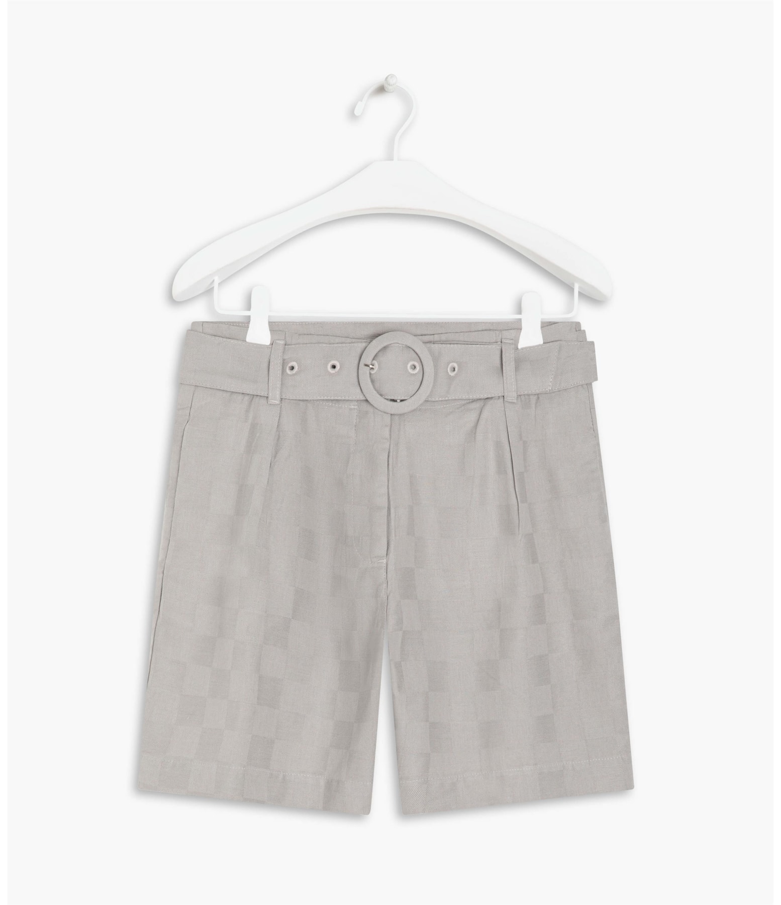 Short Linho  Duda Checks Cinza Claro