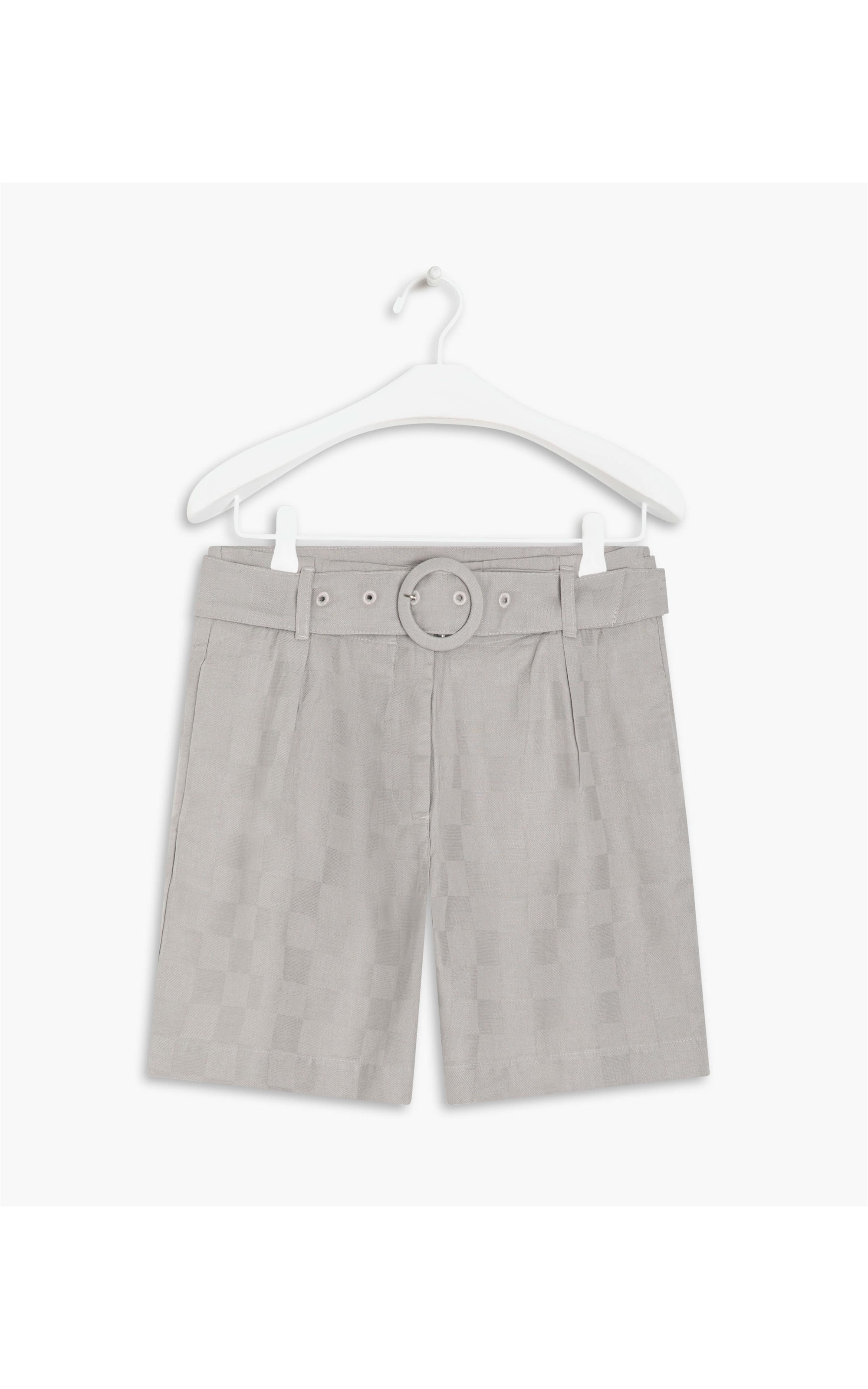 Short Linho  Duda Checks Cinza Claro