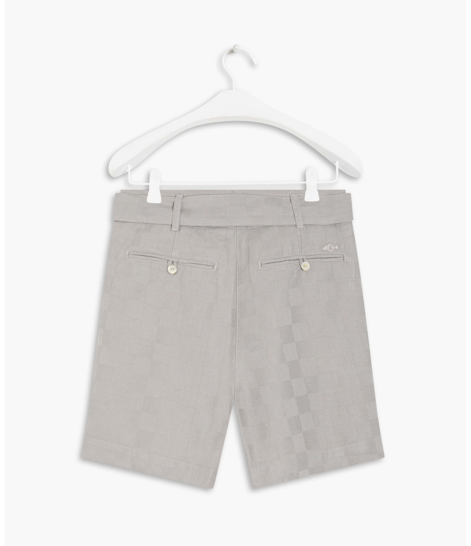 Short Linho  Duda Checks Cinza Claro