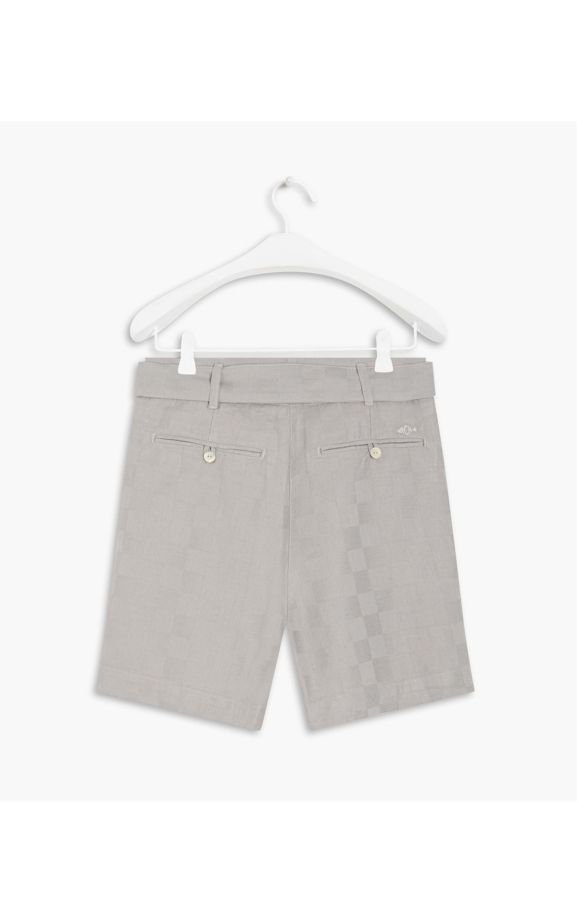 Short Linho  Duda Checks Cinza Claro