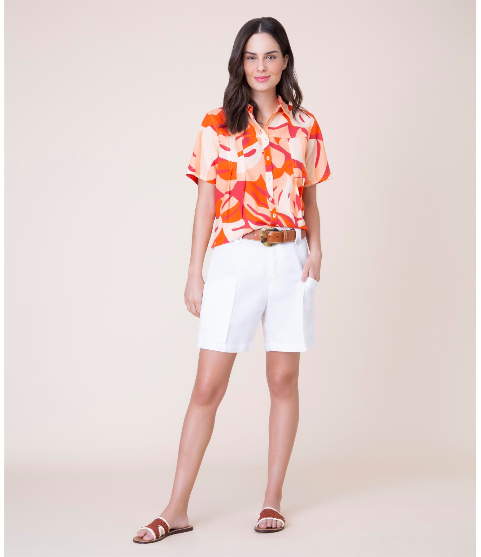 Short Linho  Emma Sunny Off White