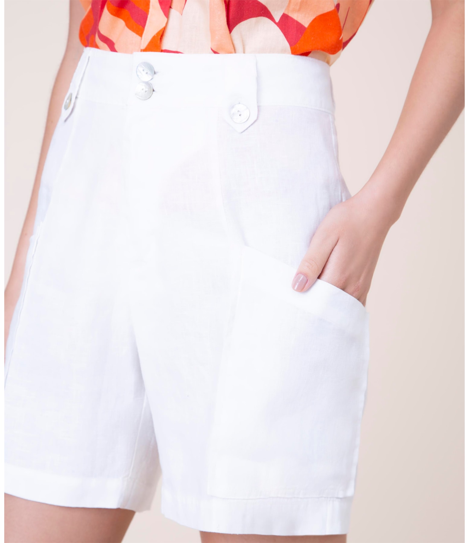Short Linho  Emma Sunny Off White