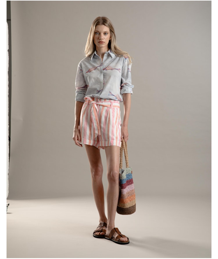 Short Linho  Latuca Stripes Rosa Gum
