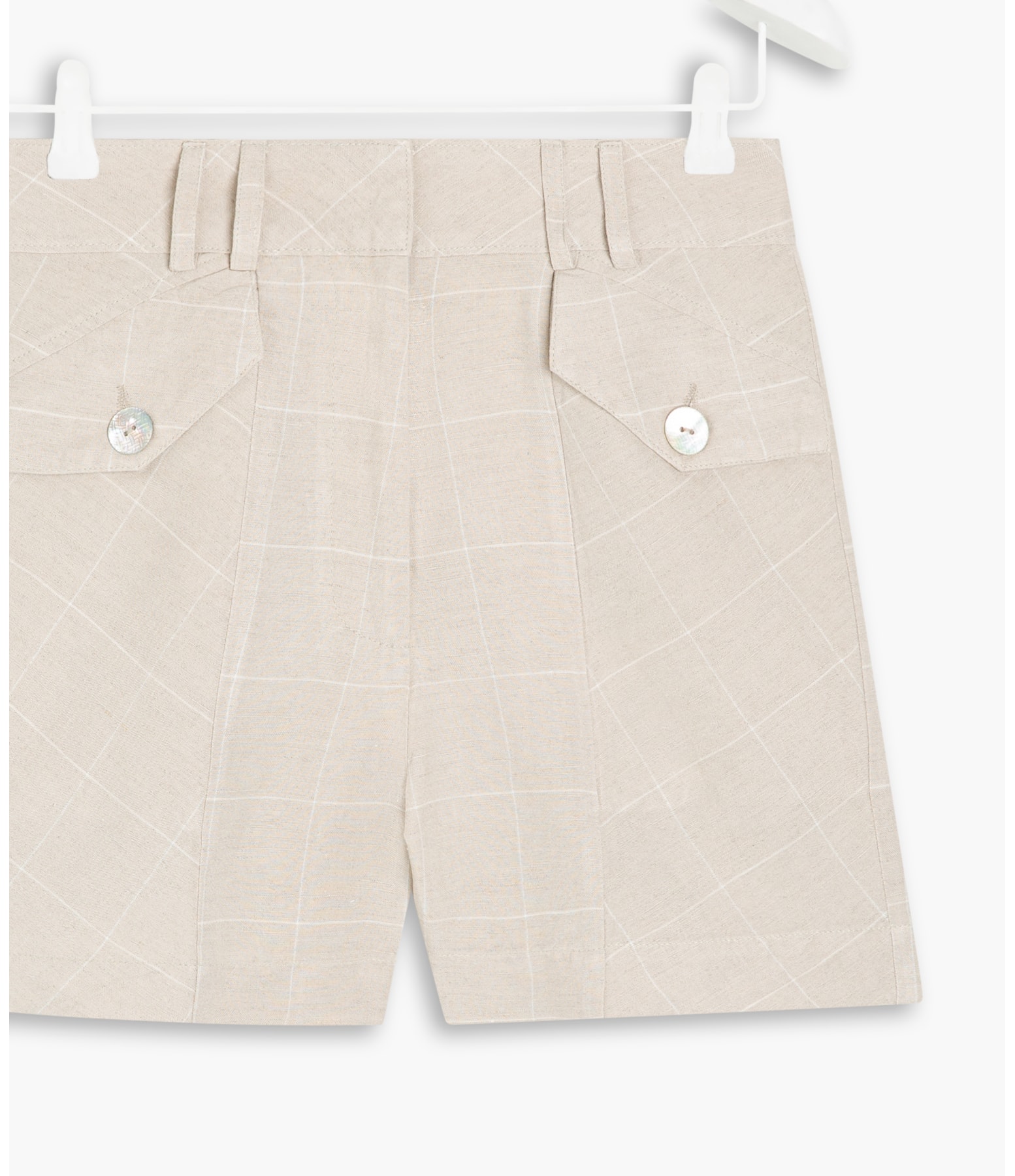 Short Linho  Malta Checks Natural