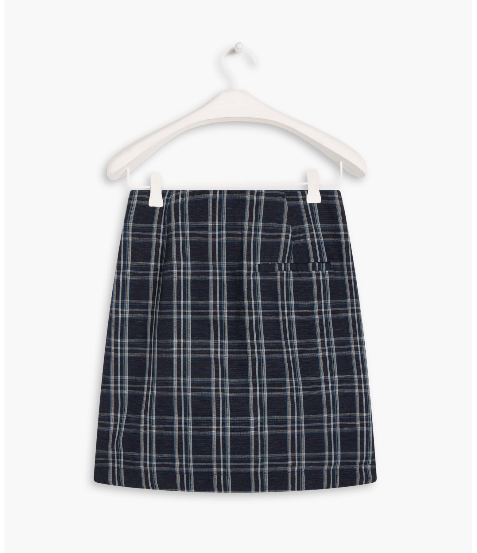 Short Linho Saia Linho  Kiara  Xadrez Dark Navy