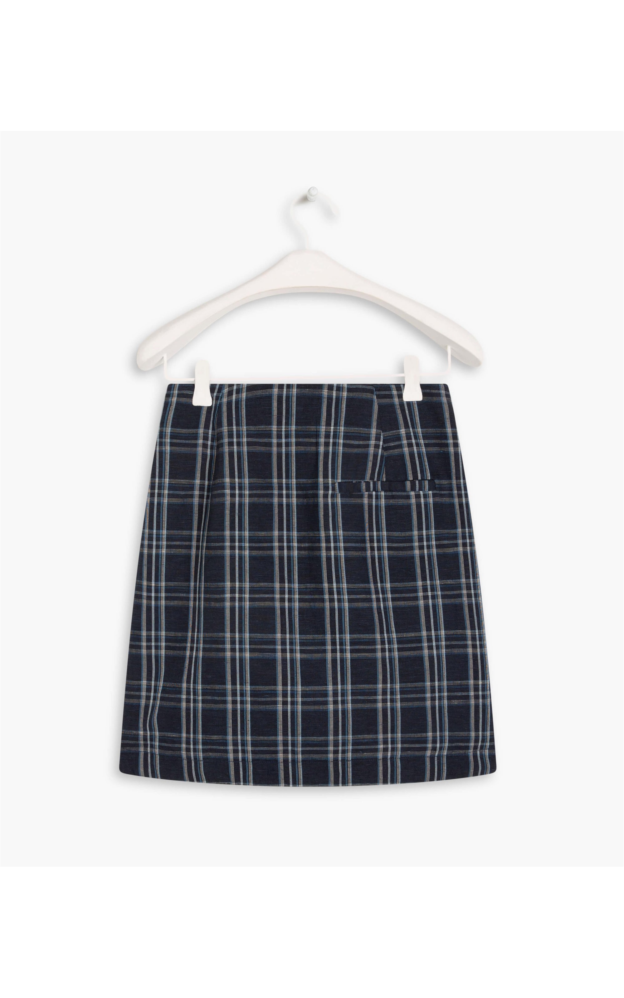 Short Linho Saia Linho  Kiara  Xadrez Dark Navy