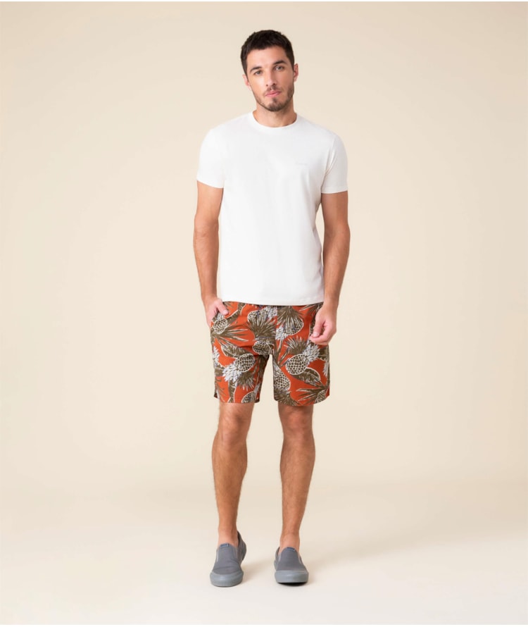 Short Praia Estampa Abacaxi Vermelho