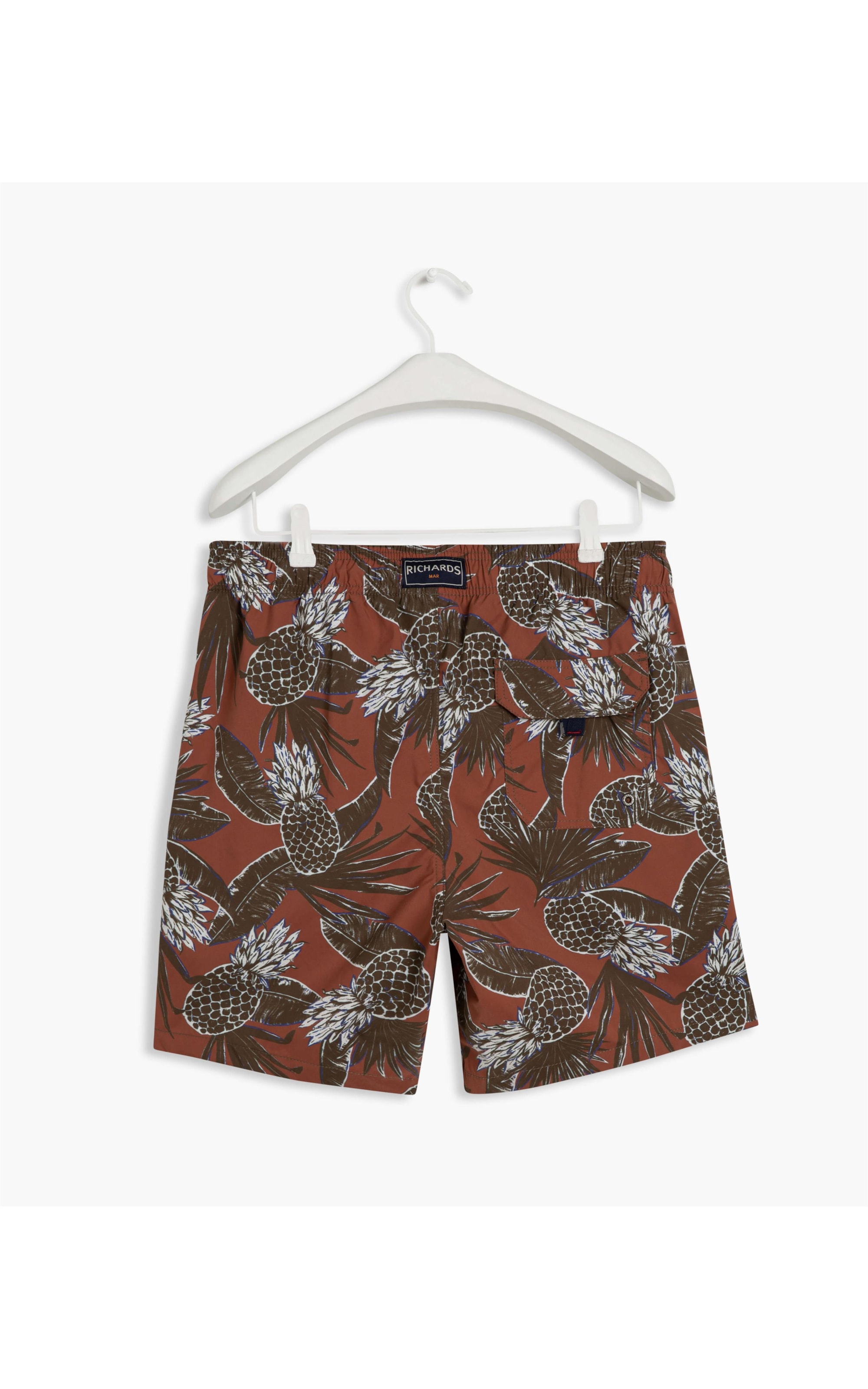 Short Praia Estampa Abacaxi Vermelho