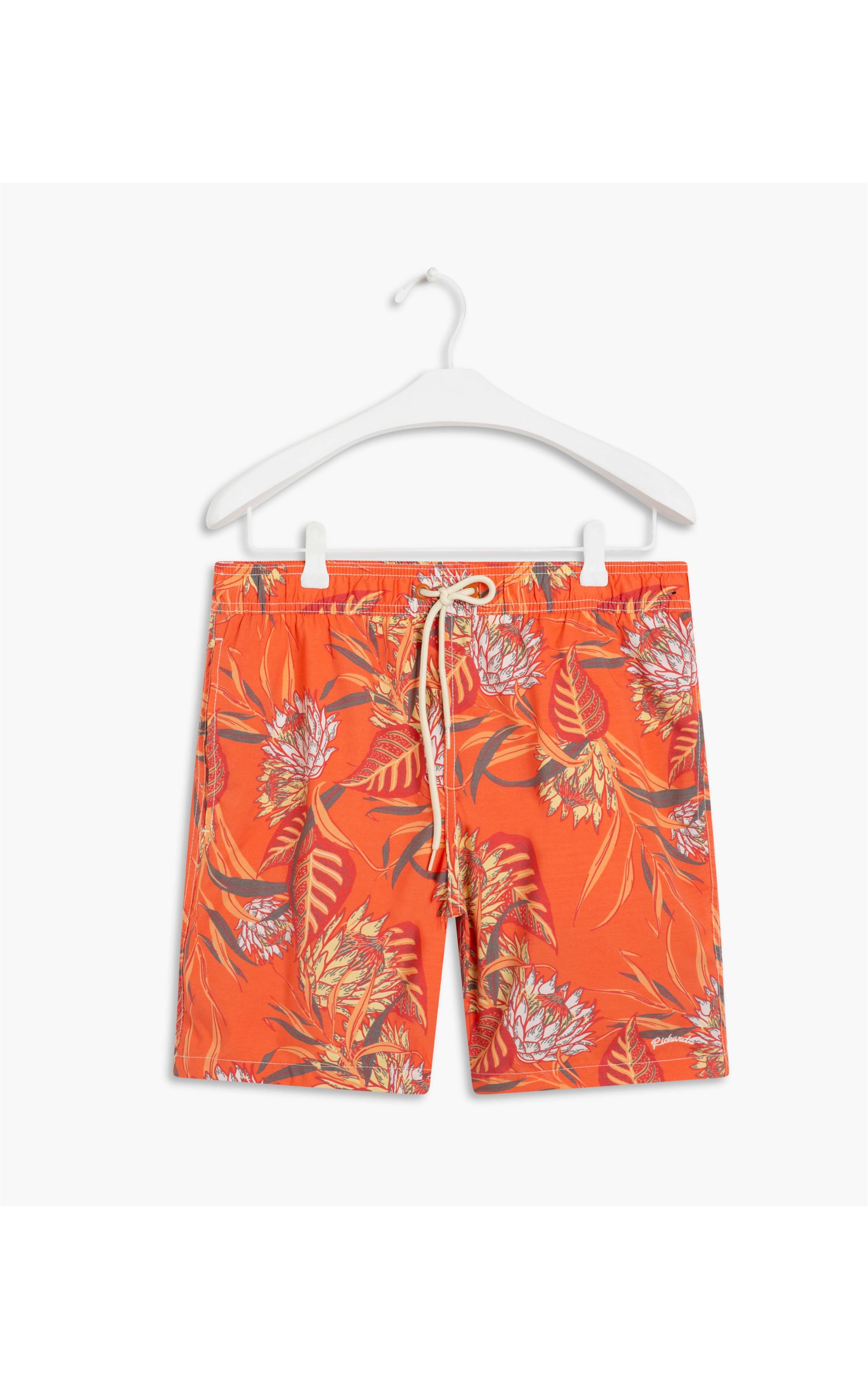 Short Praia Estampa Color Flower Laranja