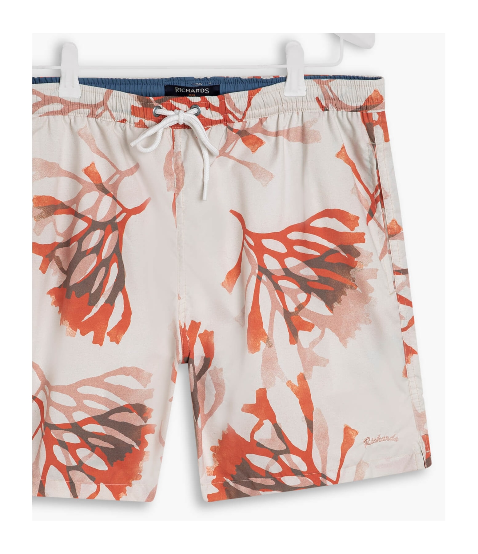 Short Praia Estampa Corais Laranja
