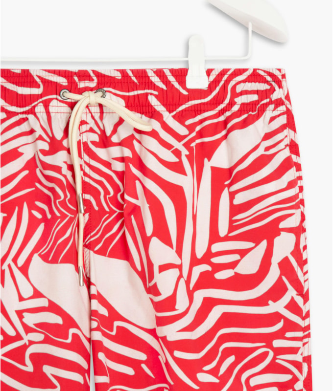 Short Praia Estampa Doodle Vermelho