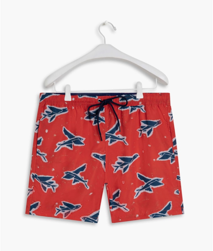 Short Praia Estampa Flying Fish Laranja