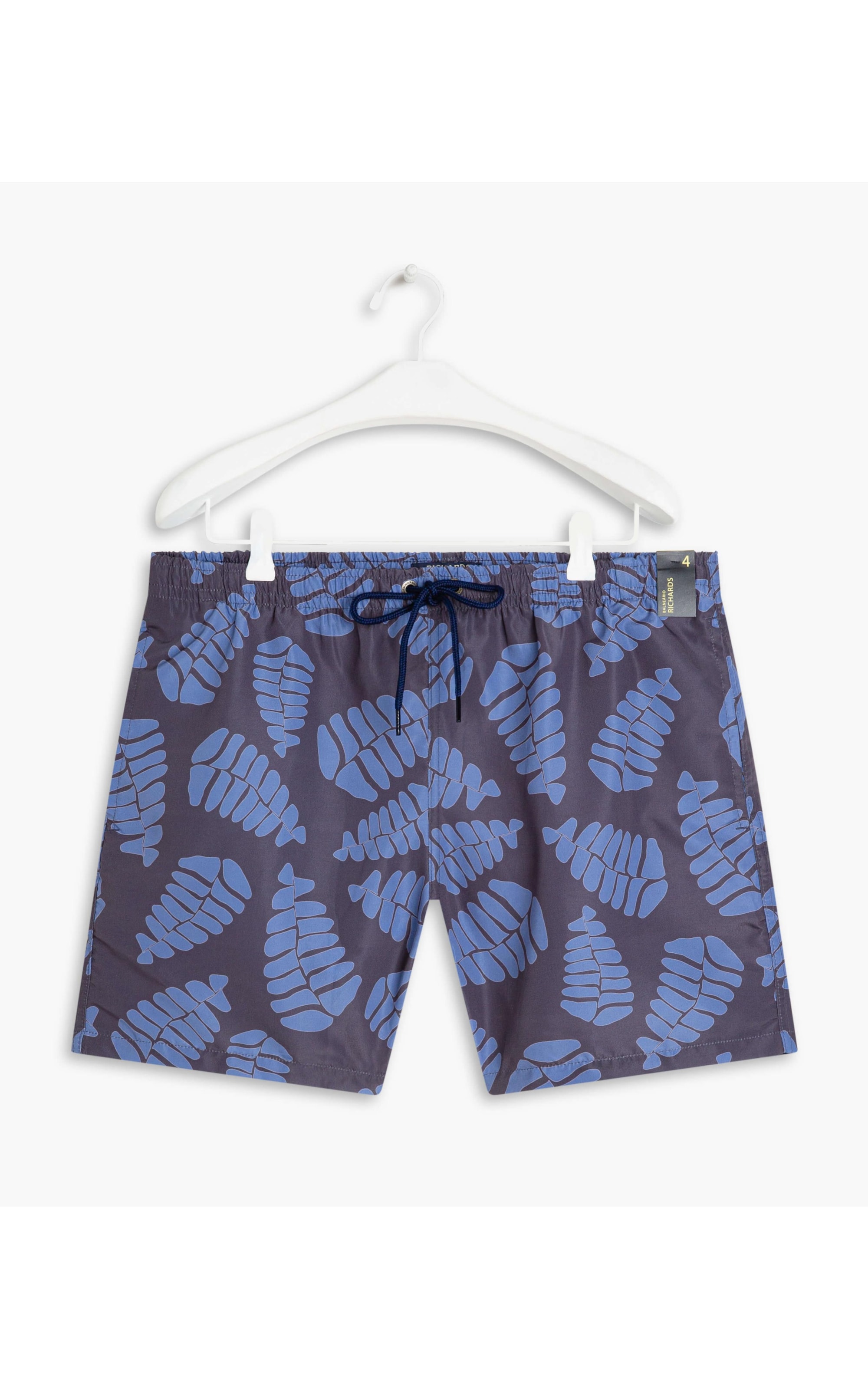 Short Praia Estampa Folhagem Marinho