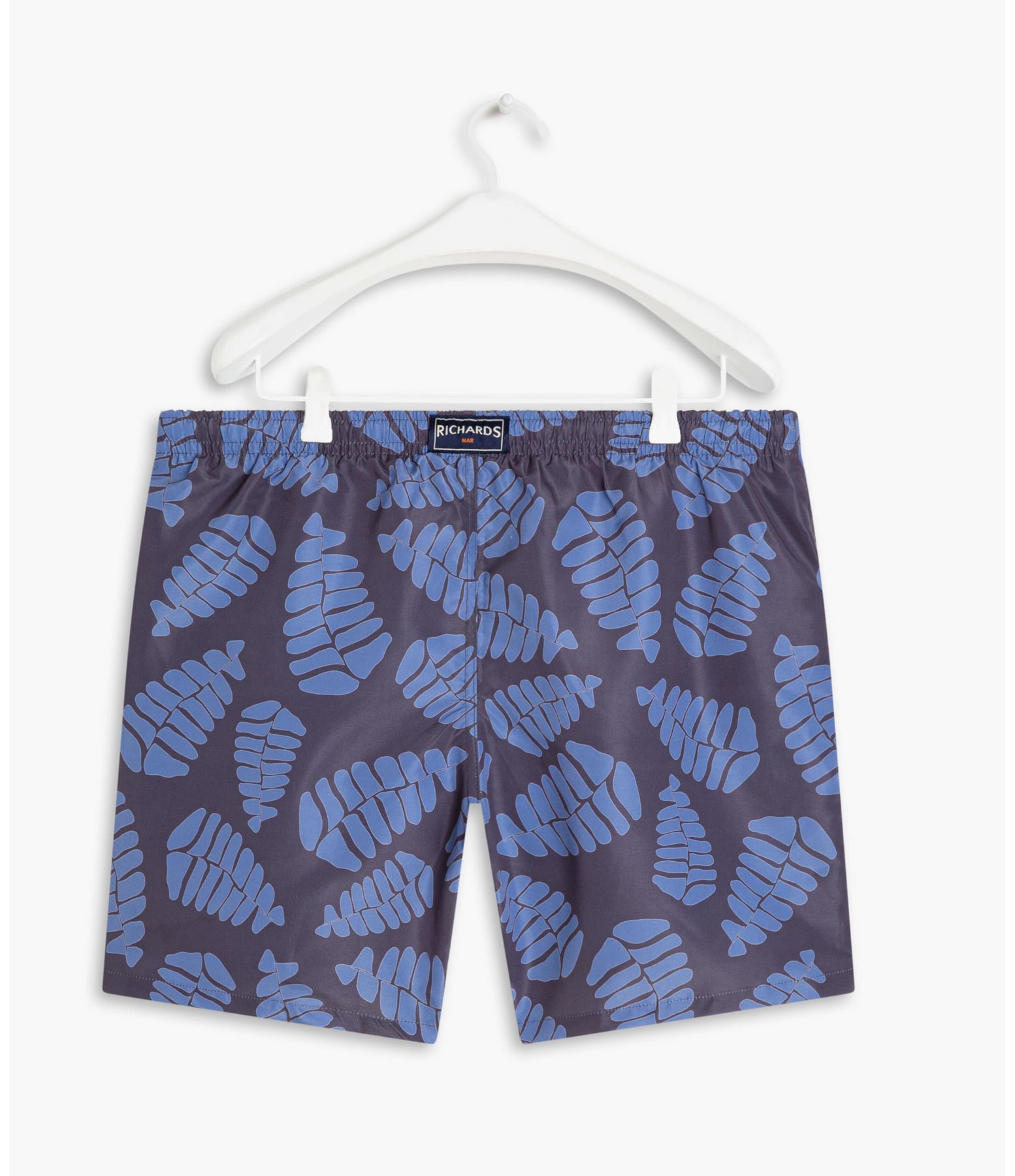 Short Praia Estampa Folhagem Marinho