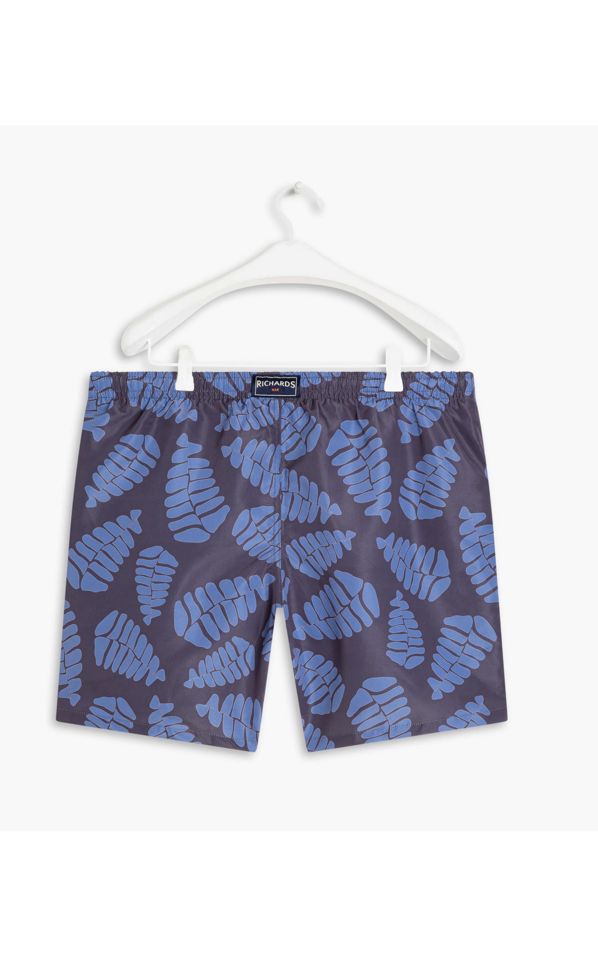 Short Praia Estampa Folhagem Marinho