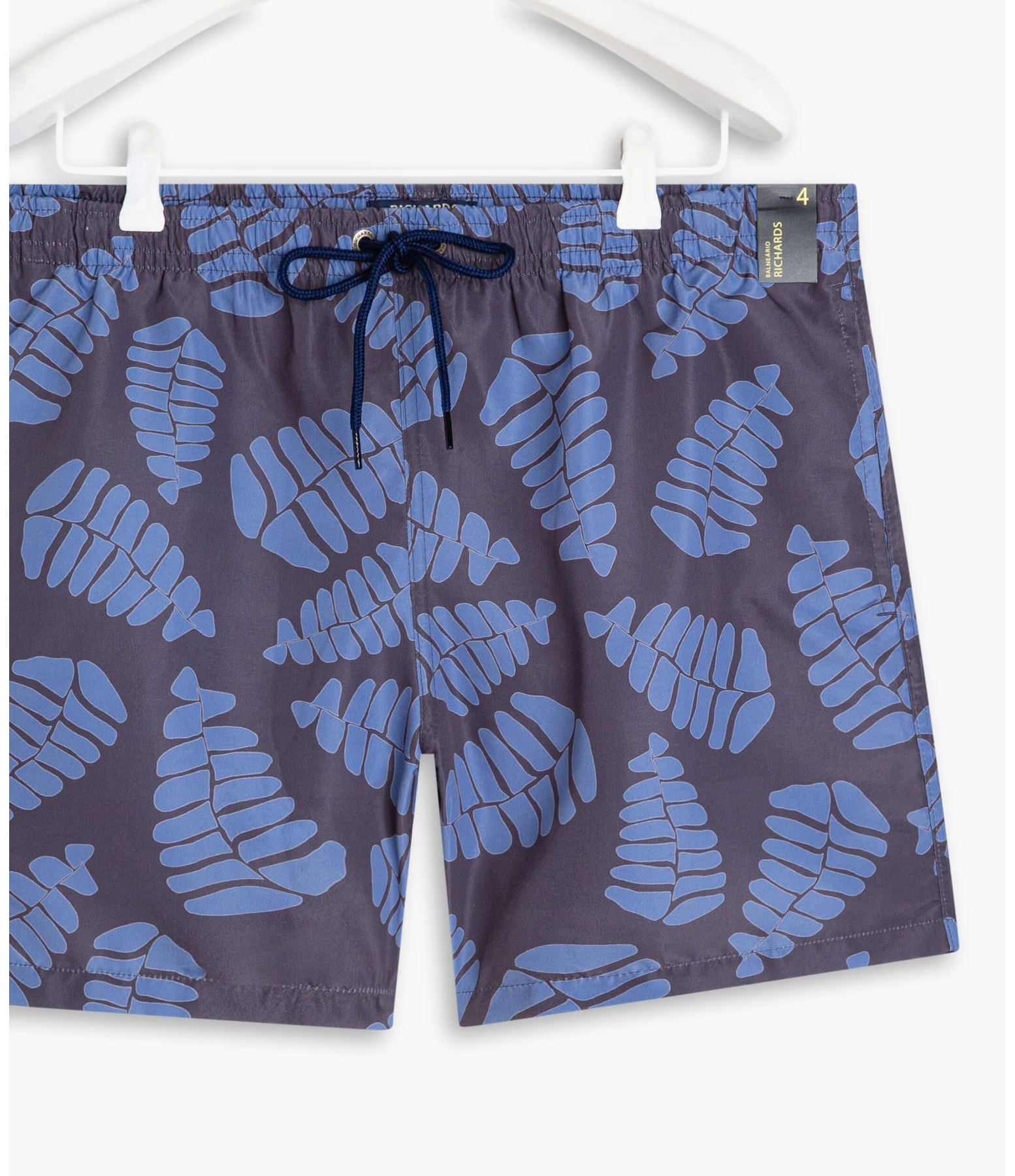 Short Praia Estampa Folhagem Marinho