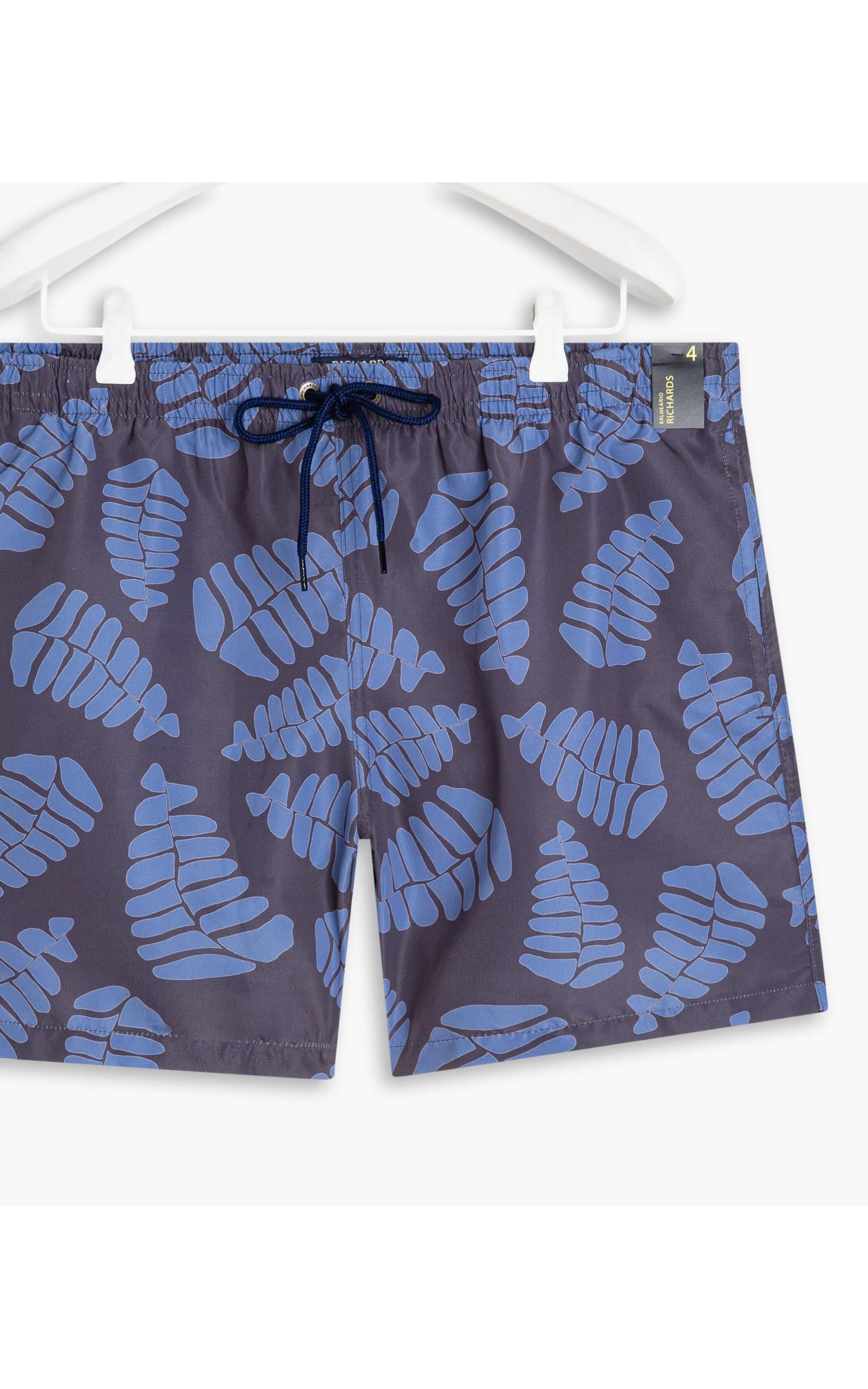 Short Praia Estampa Folhagem Marinho