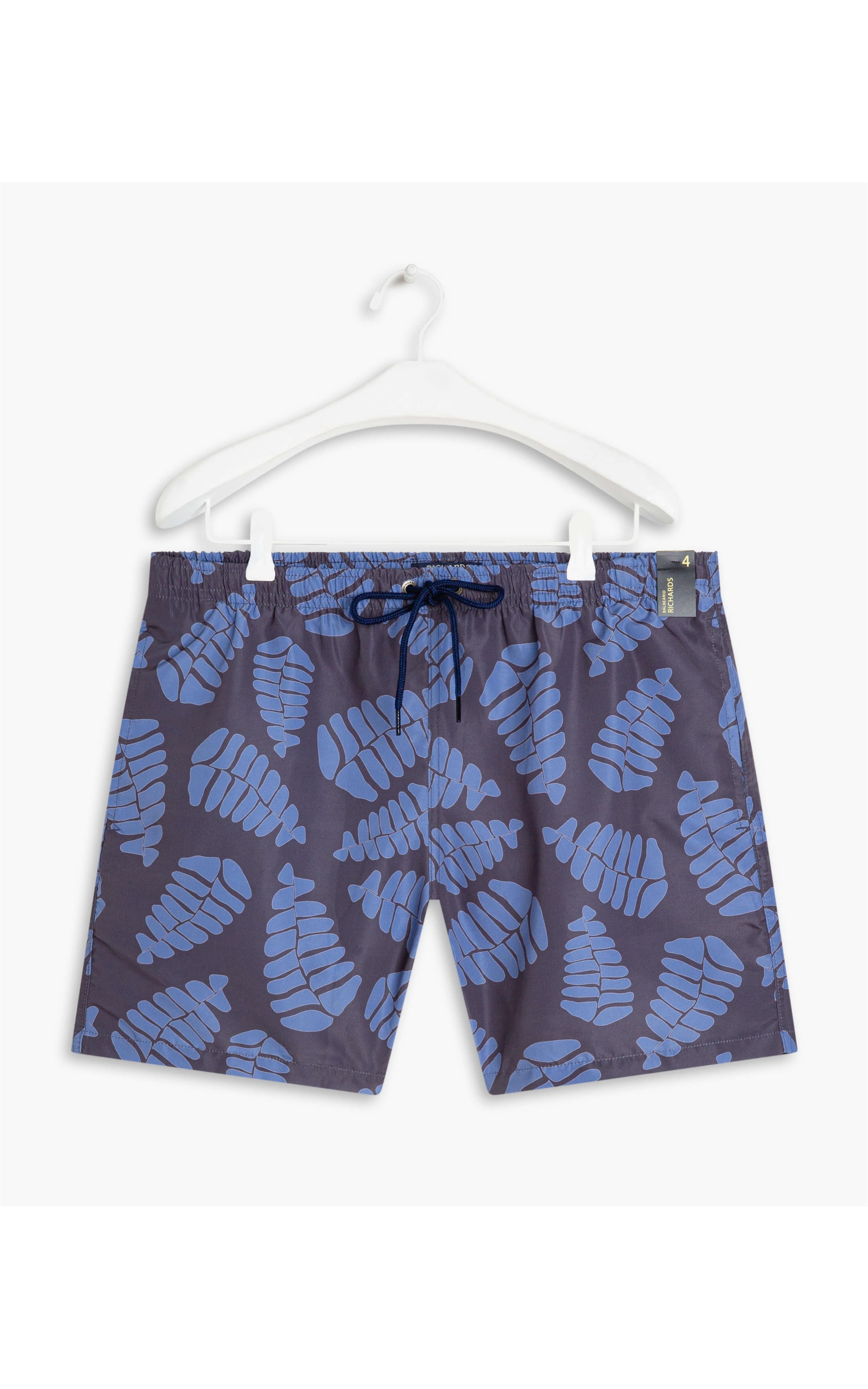 Short Praia Estampa Folhagem Marinho