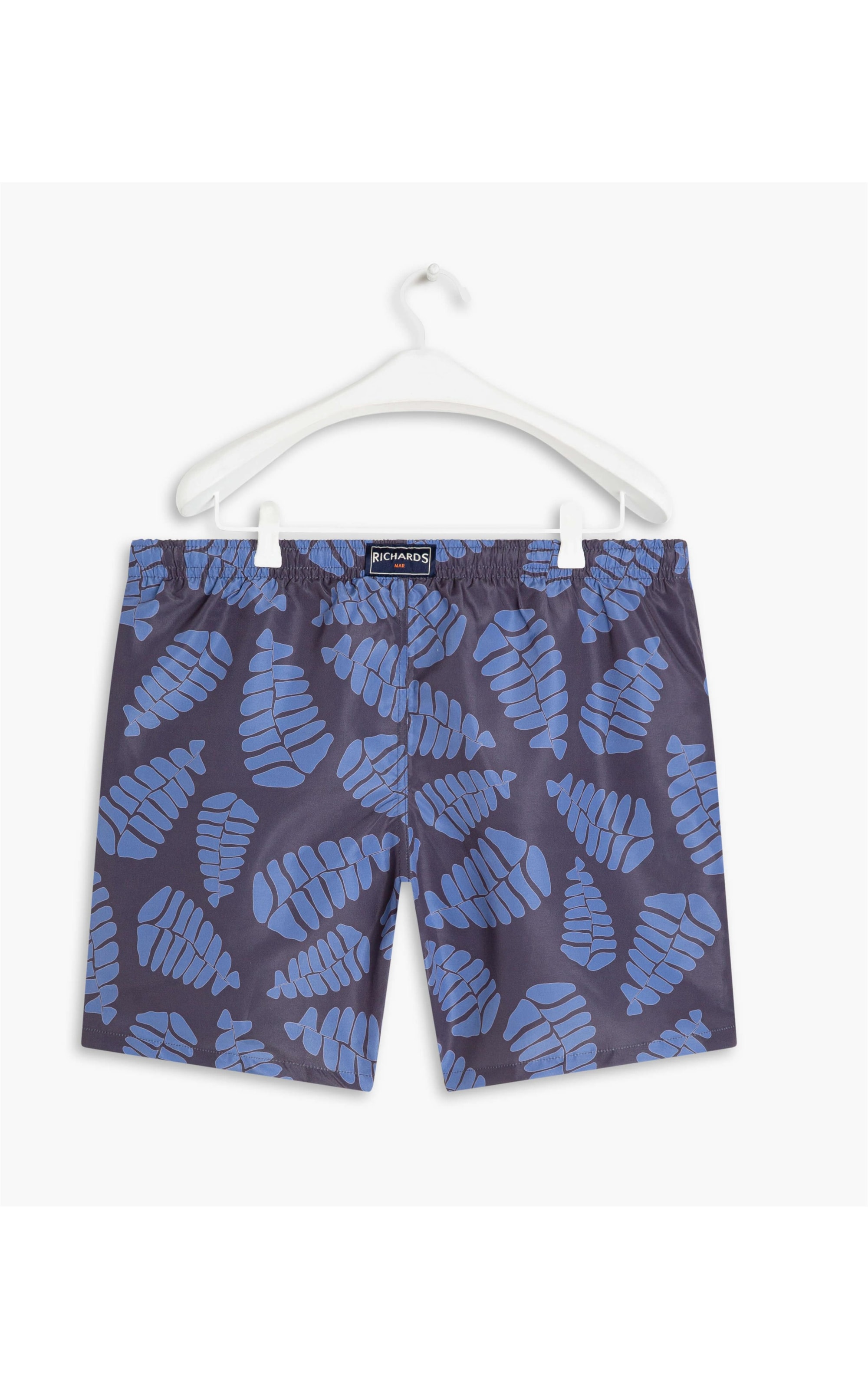 Short Praia Estampa Folhagem Marinho