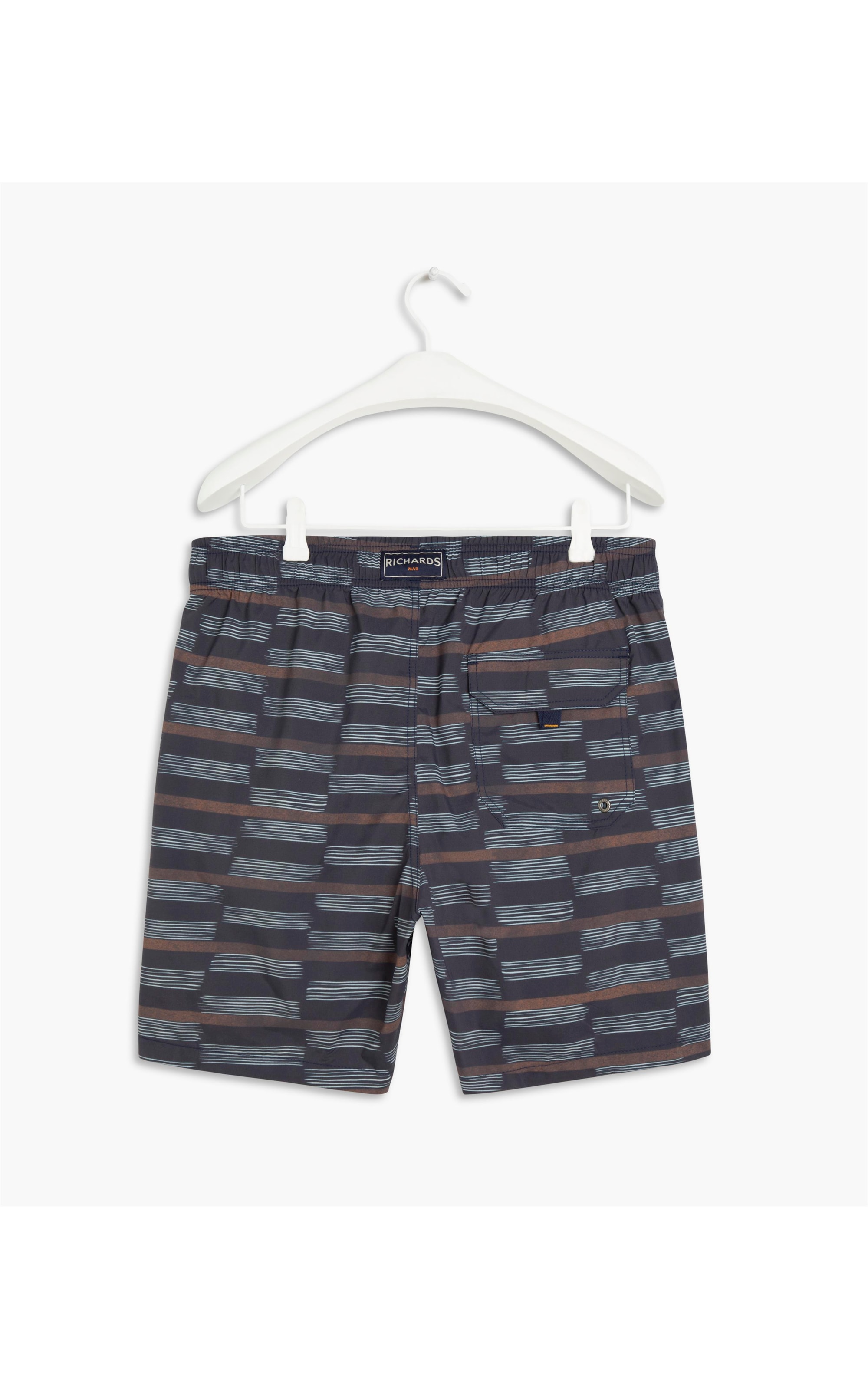 Short Praia Estampa Listra Xadrez Marinho