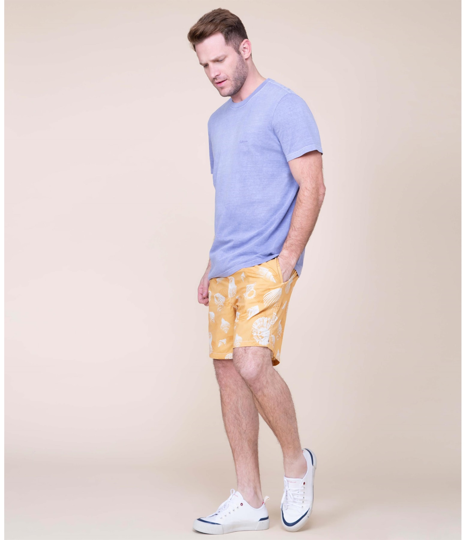 Short Praia Estampa Shell  Amarelo