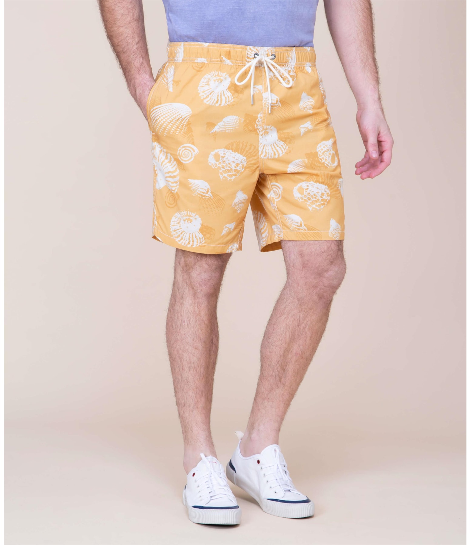 Short Praia Estampa Shell  Amarelo