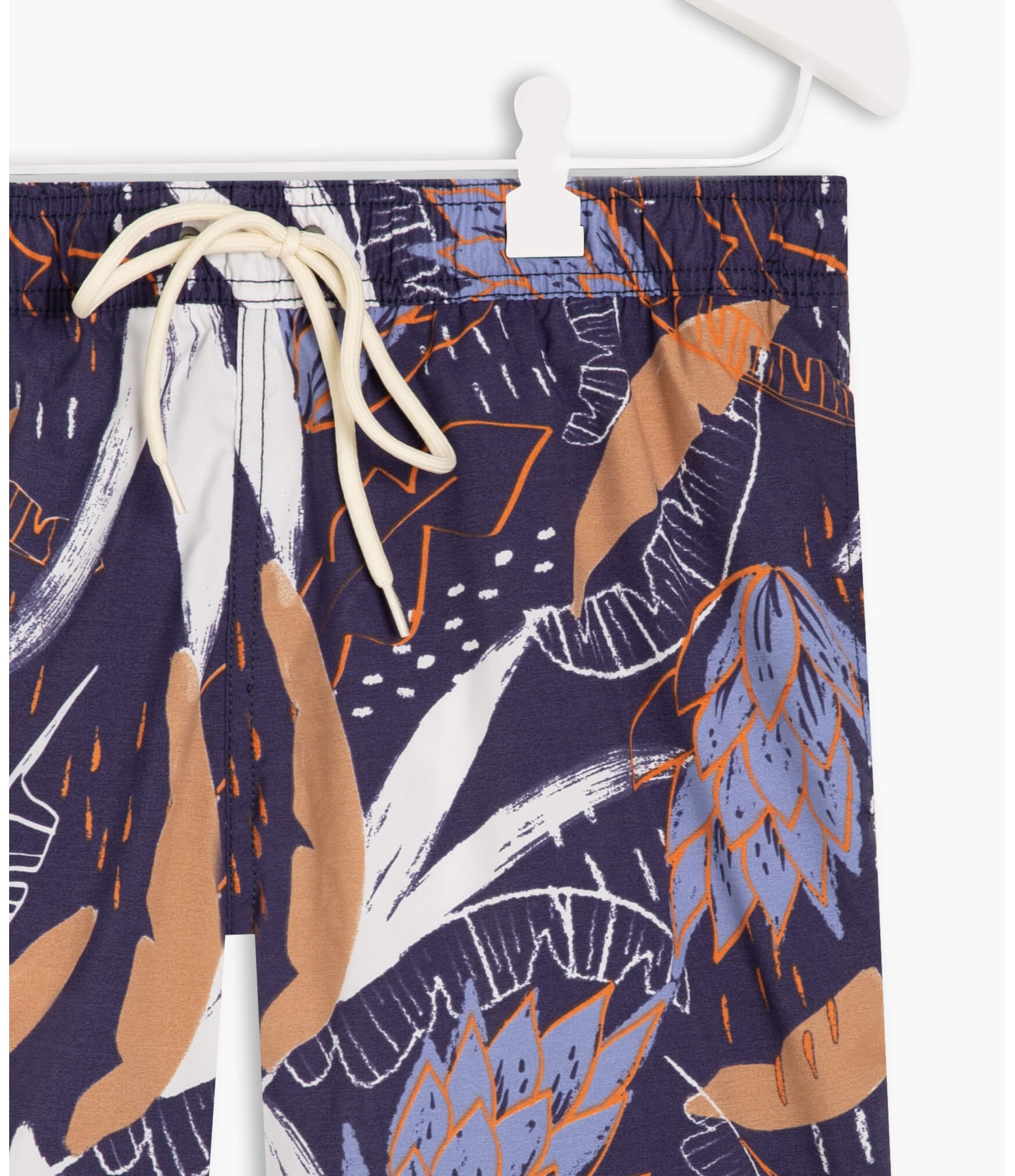 Short Praia Folhagem Rabiscos Marinho