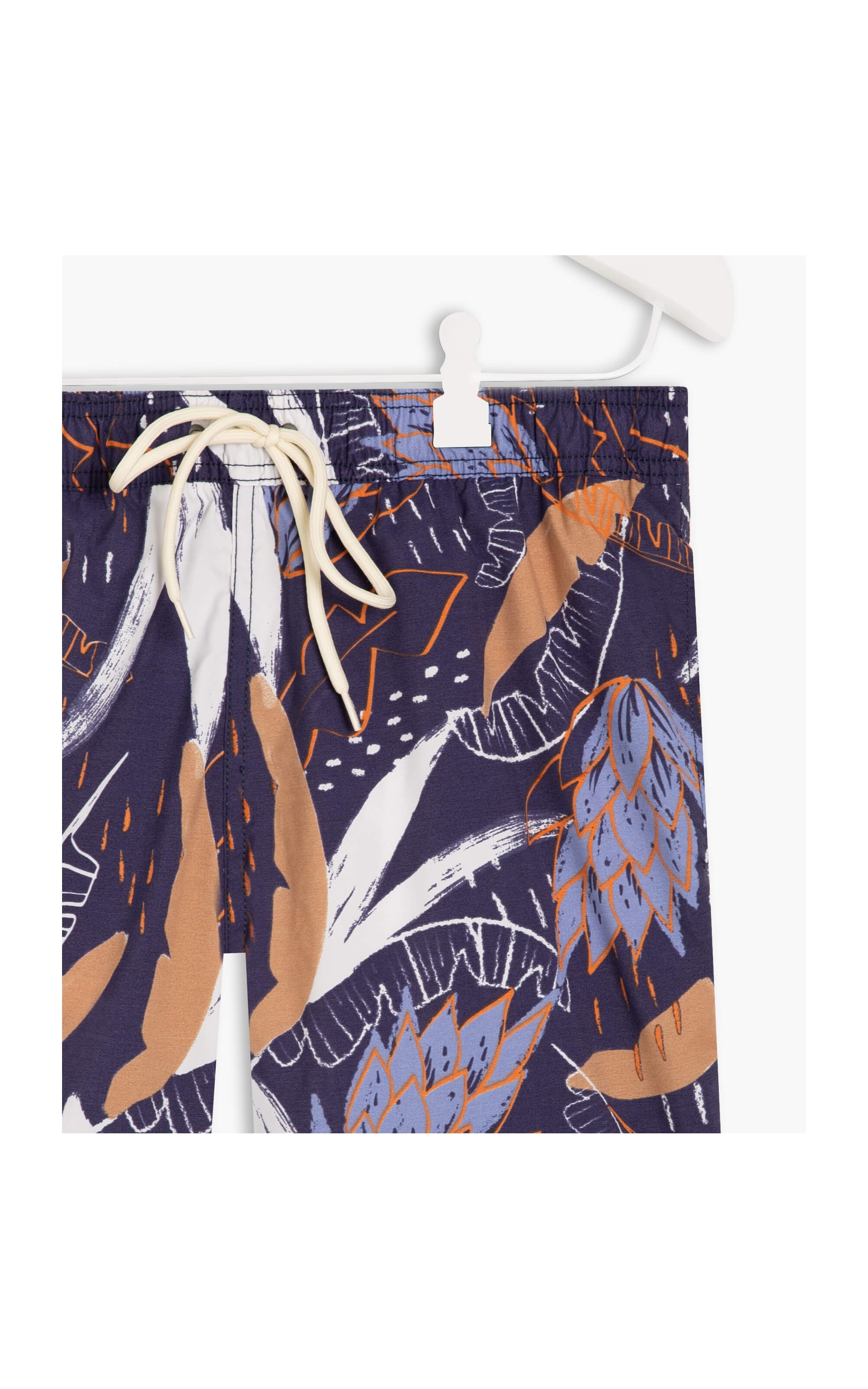 Short Praia Folhagem Rabiscos Marinho