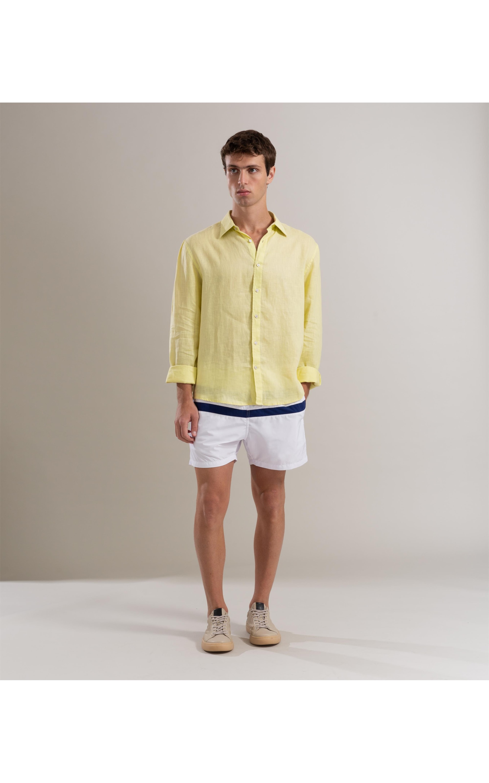 Short Praia Listrado Biarritz Branco