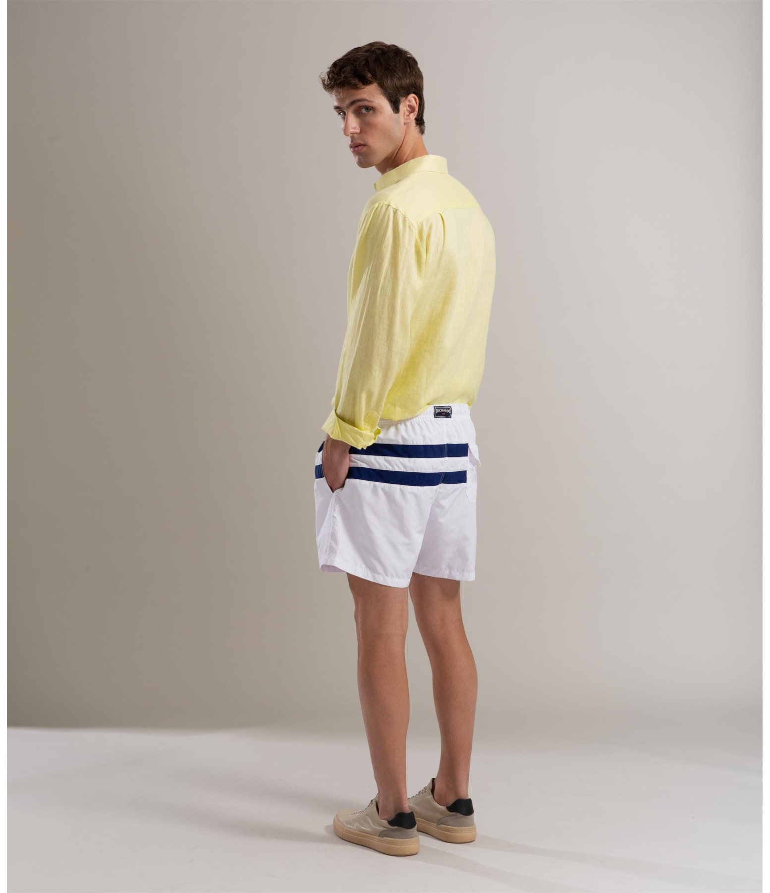 Short Praia Listrado Biarritz Branco