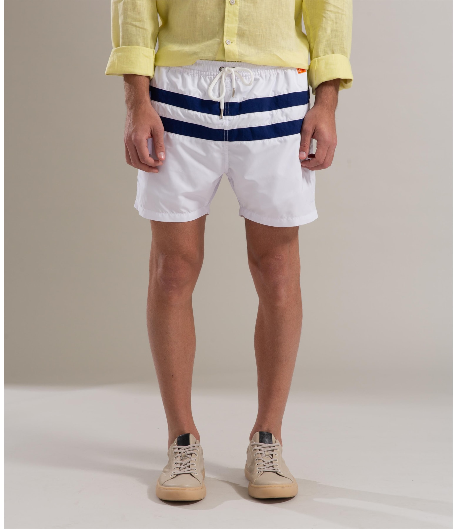 Short Praia Listrado Biarritz Branco