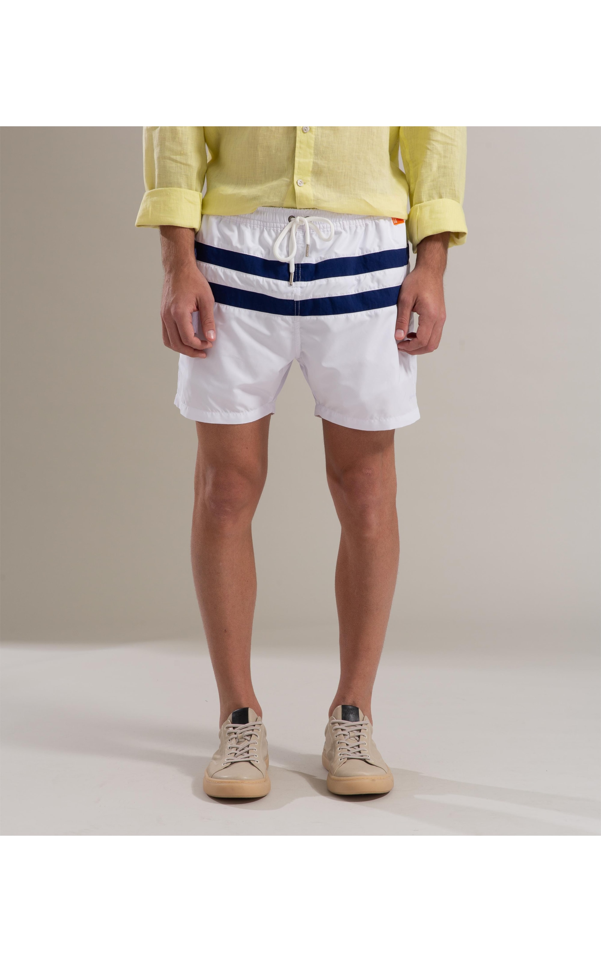 Short Praia Listrado Biarritz Branco