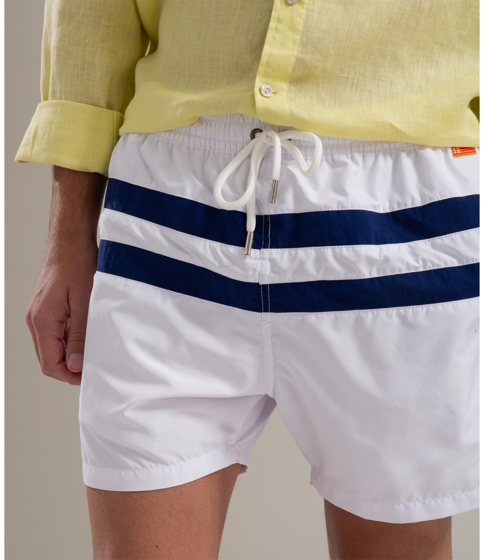Short Praia Listrado Biarritz Branco