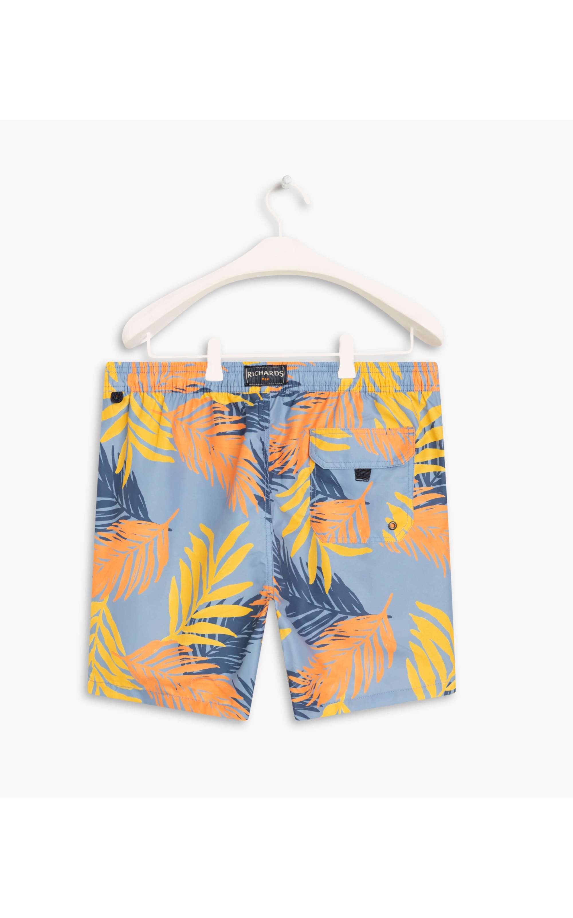 Short Praia Palm Leaves Azul Bic