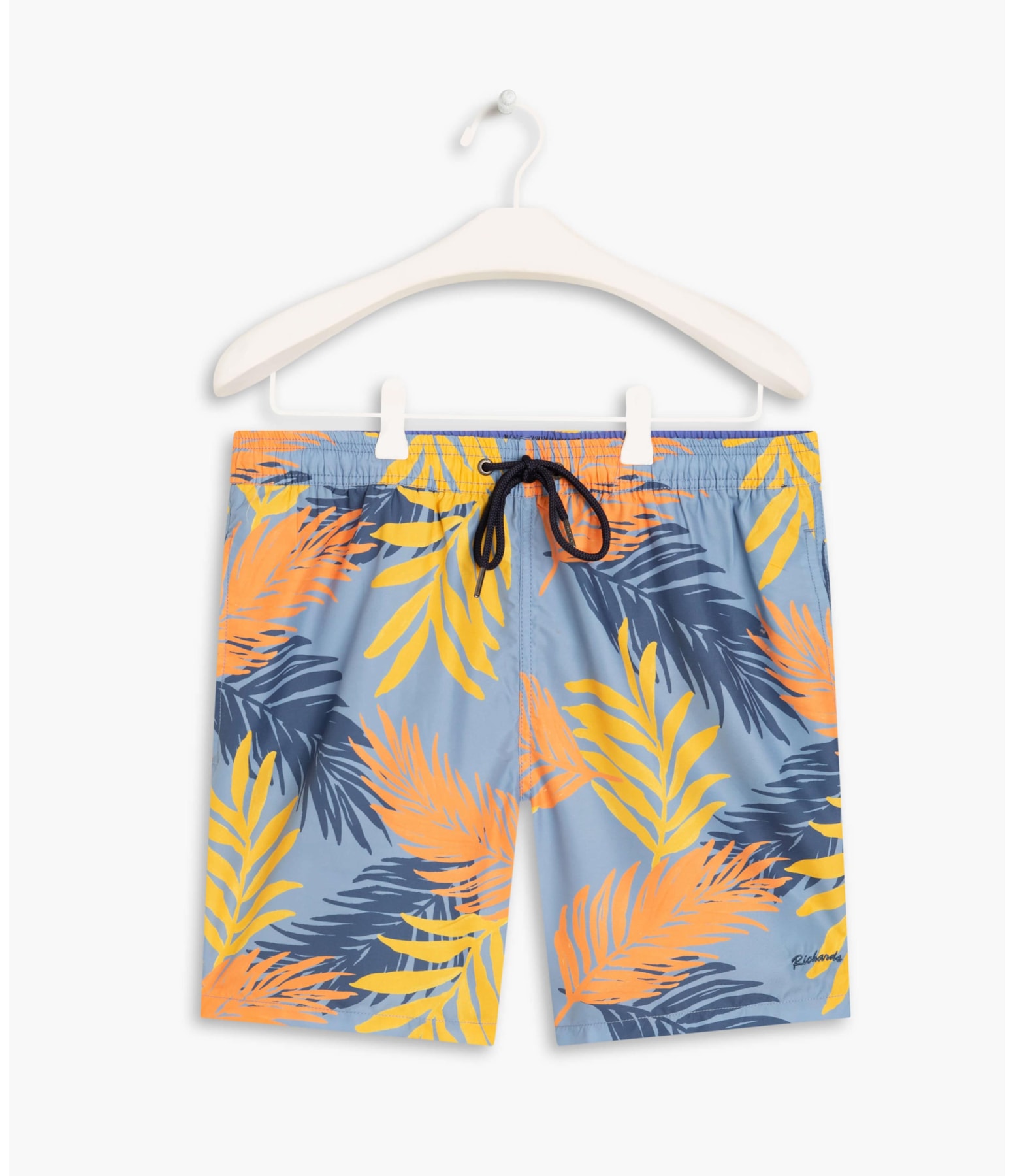 Short Praia Palm Leaves Azul Bic