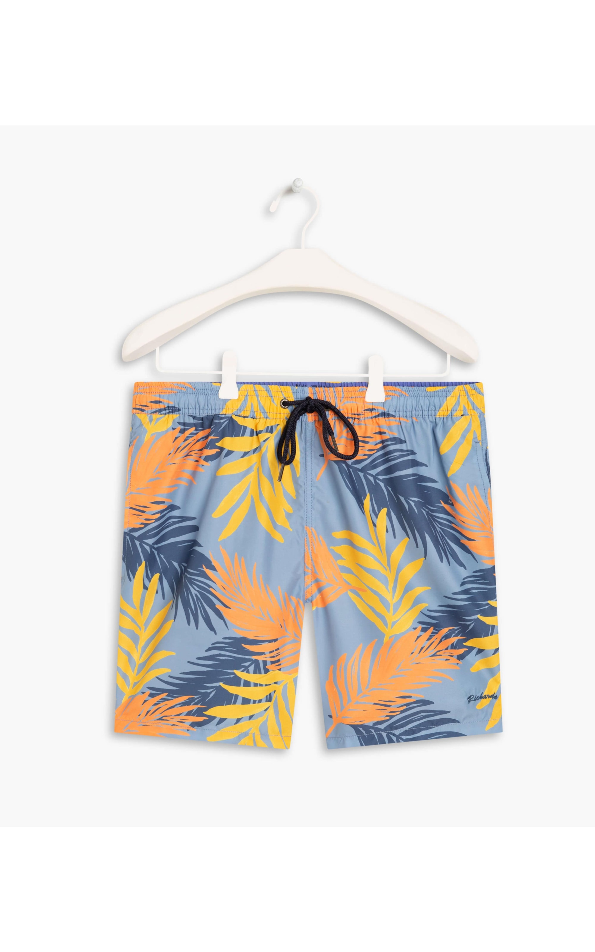 Short Praia Palm Leaves Azul Bic