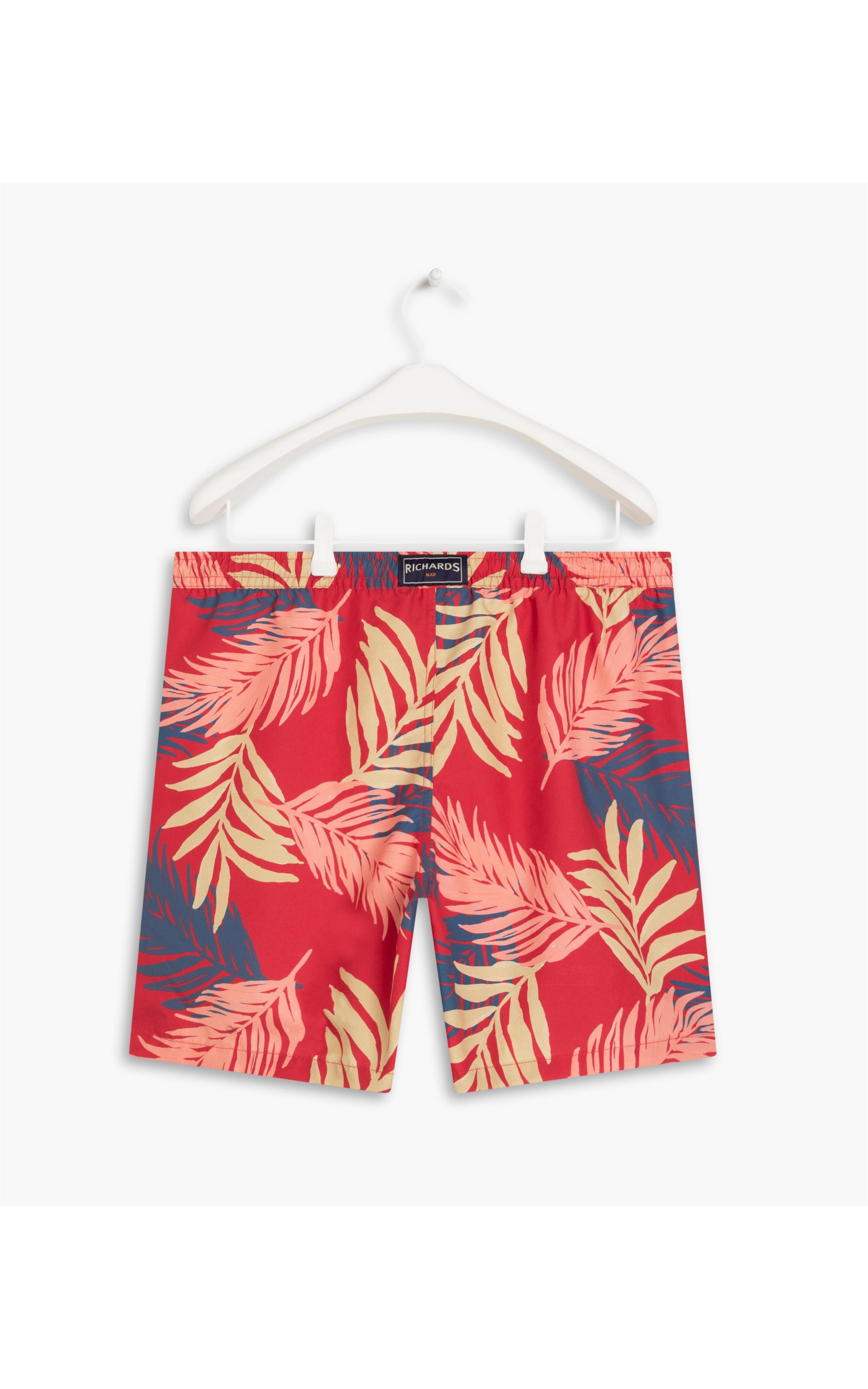 Short Praia Palm Leaves Cereja