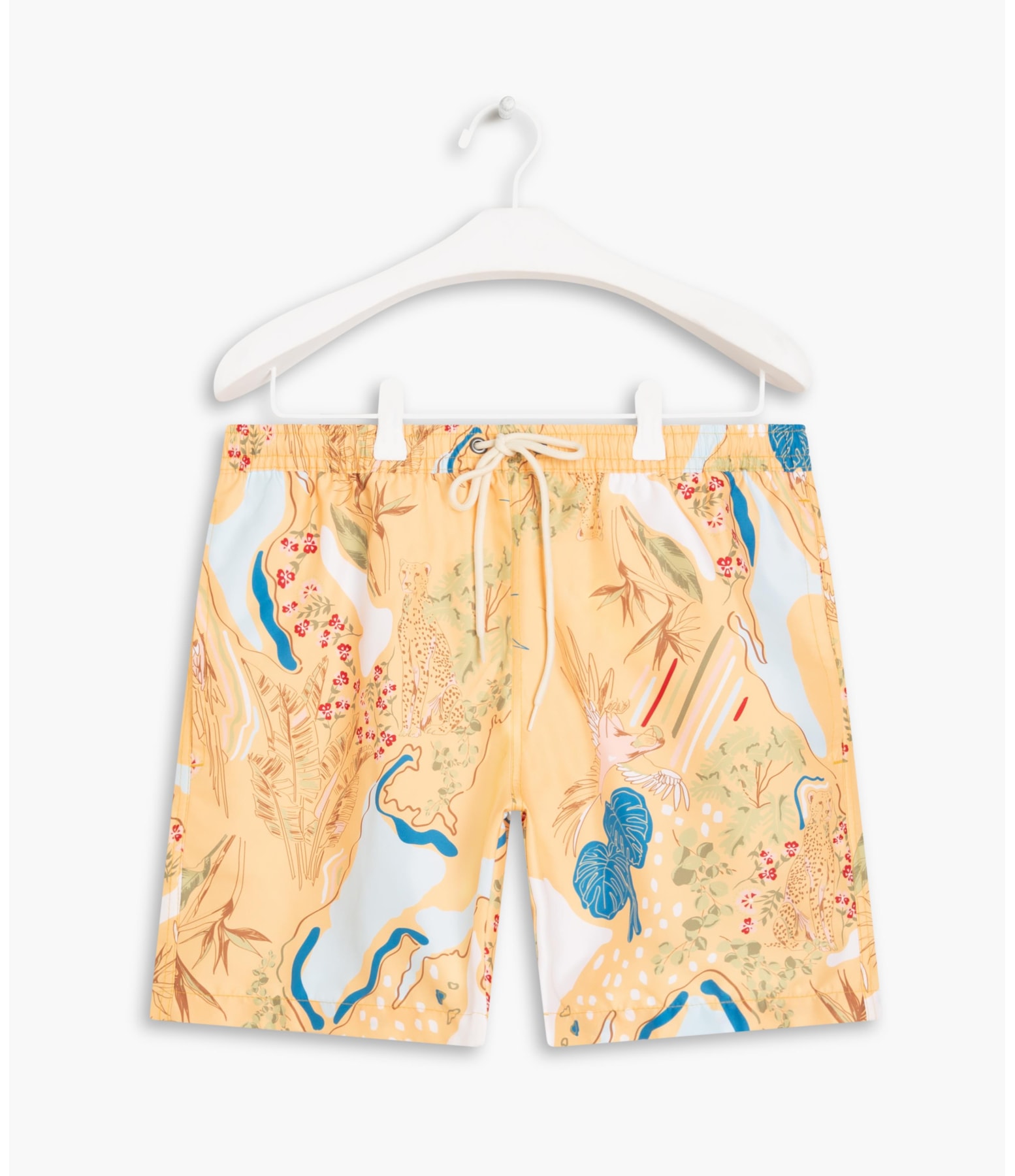 Short Praia Tropical Mapa Amarelo