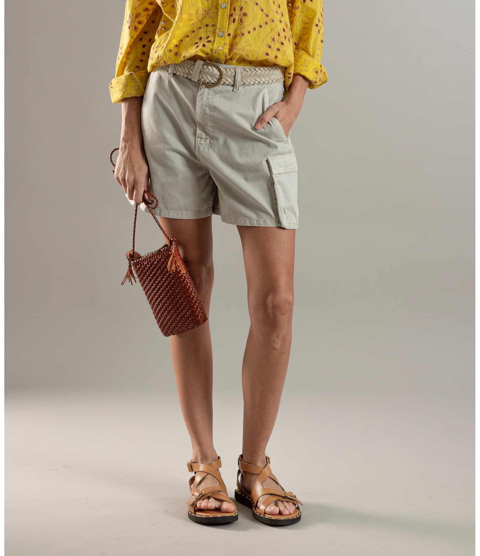 Shorts Cargo Color Twill Silver