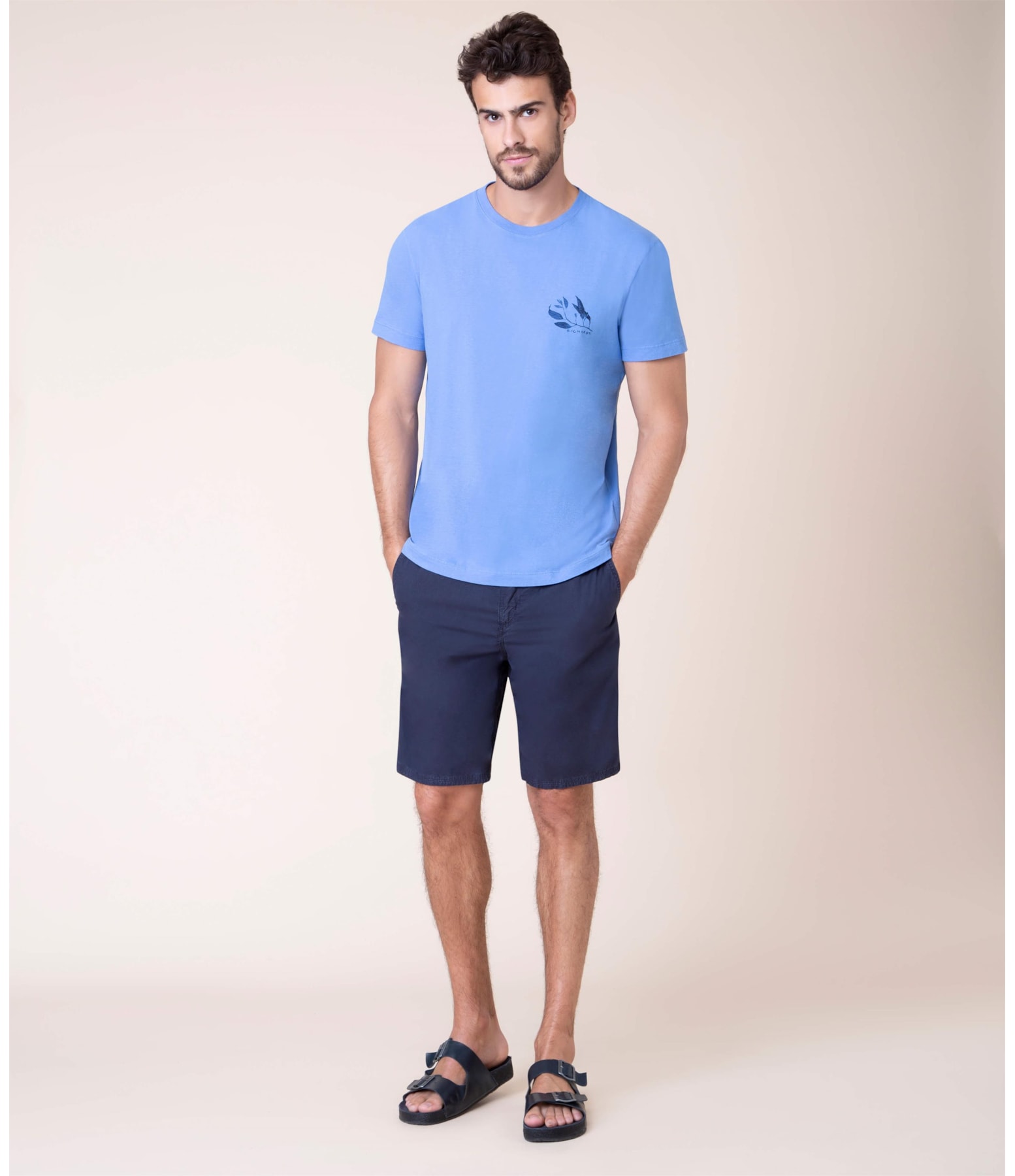 T-Shirt Aquarela Rustic Leaves Mc Azul Pervante