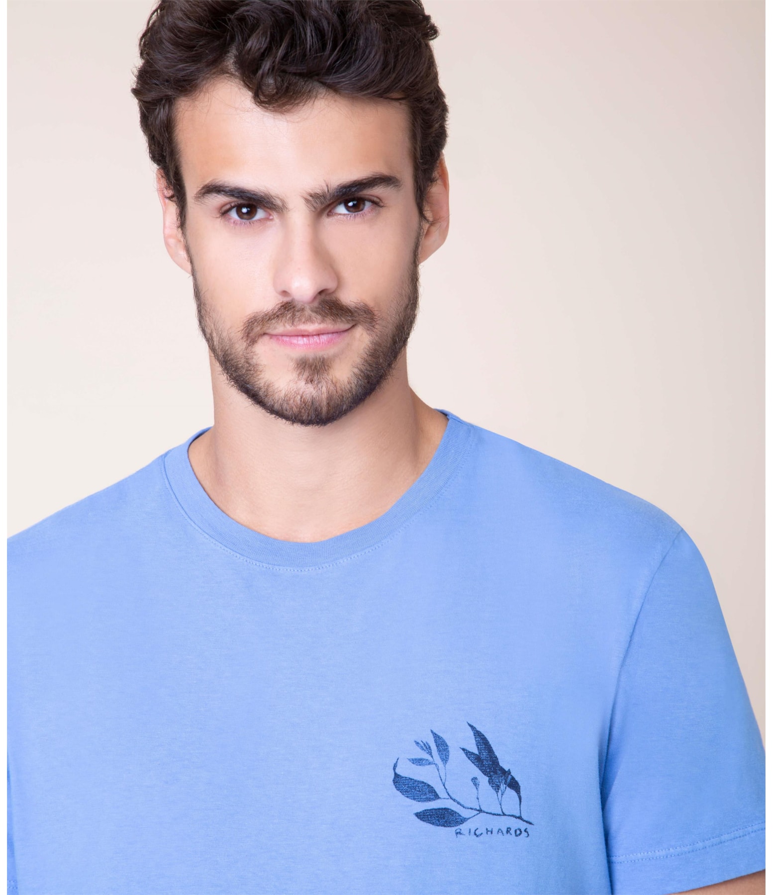T-Shirt Aquarela Rustic Leaves Mc Azul Pervante