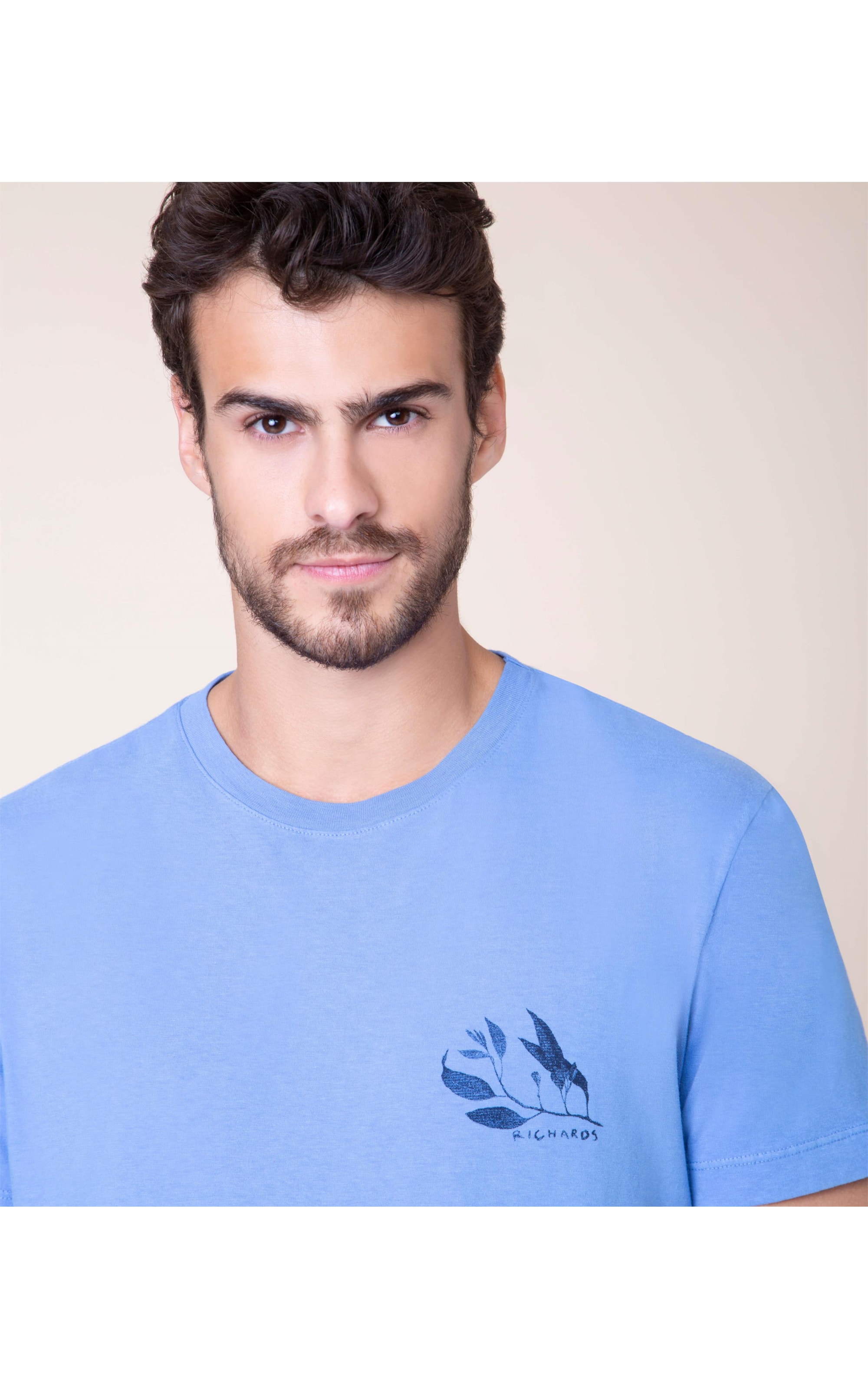 T-Shirt Aquarela Rustic Leaves Mc Azul Pervante