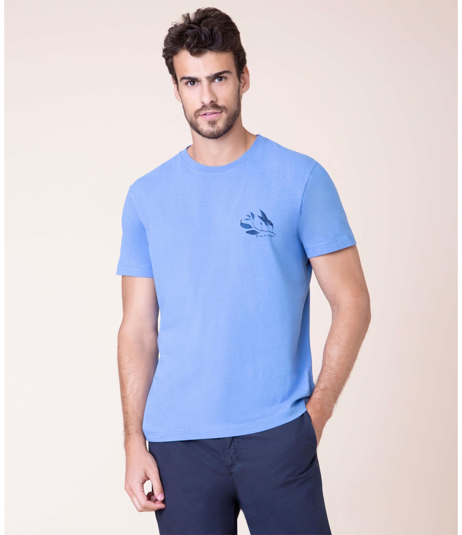 T-Shirt Aquarela Rustic Leaves Mc Azul Pervante