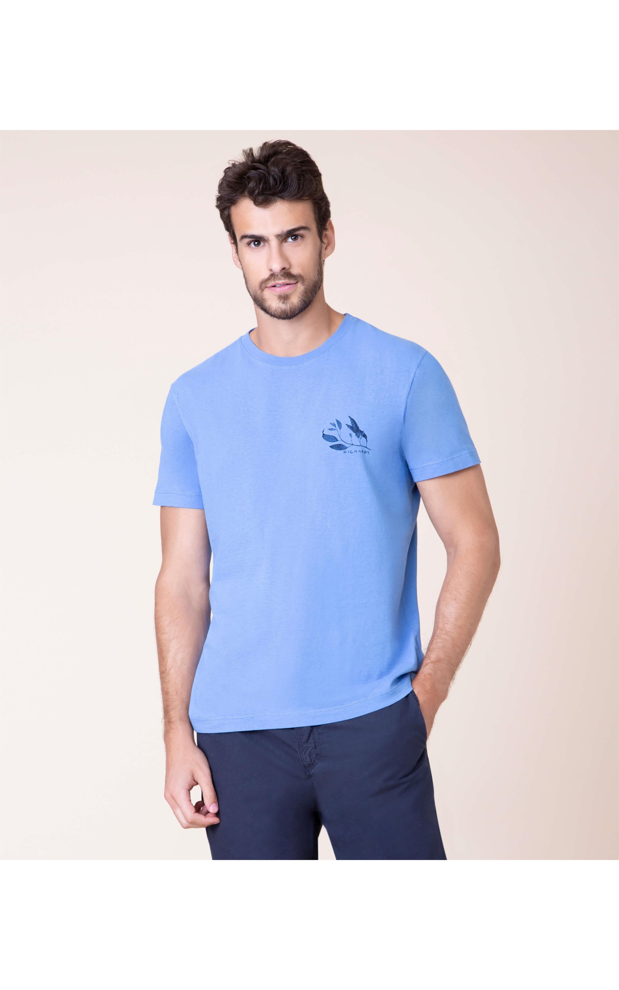 T-Shirt Aquarela Rustic Leaves Mc Azul Pervante