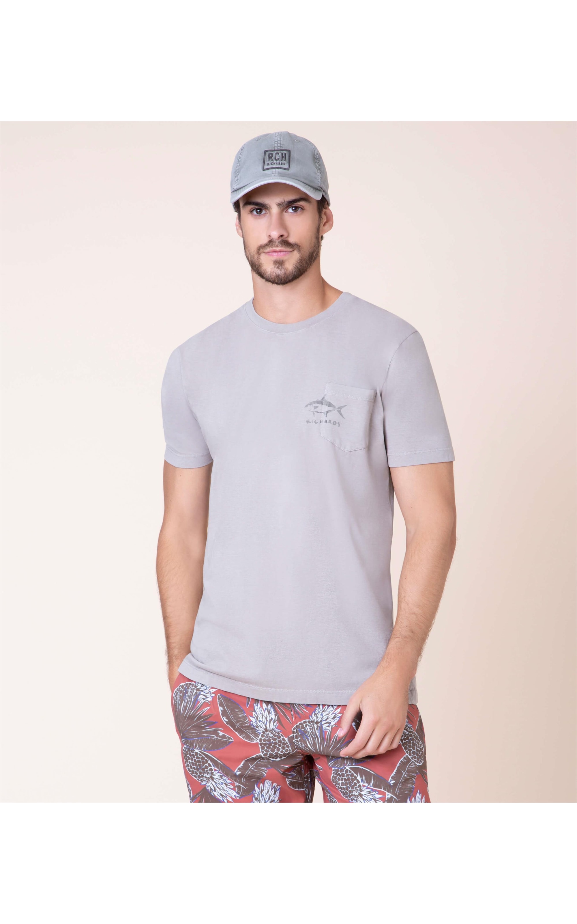 T-Shirt Bolso Peixe Mc Cinza Medio